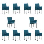 Set van 10 Leren eetkamerstoelen Comfort met wieltjes en, Ophalen of Verzenden, Nieuw, Leer, Eén
