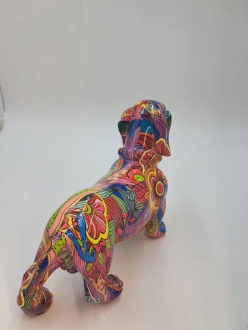 Beeldje - Bassotto Decorativo in Resina Fantasia Floreale