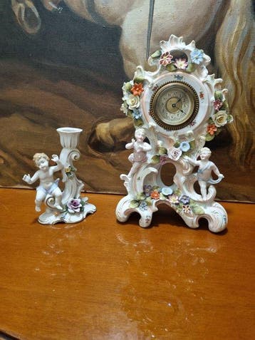 Tafelklok (2) - Sitzendorf - Vintage Porselein - 1950-1960 -