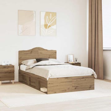 vidaXL Bedframe Ambachtelijk Eiken 120 x 200 cm Massief, Verzenden, Nieuw