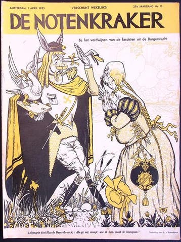 Spotprent met Beerenbrouck afgebeeld als figuur uit opera, Verzenden