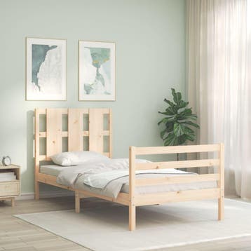 vidaXL Bedframe met hoofdbord massief hout, Verzenden, Nieuw