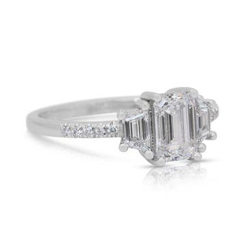 Bague - 18 carats Or blanc - 1.41ct. tw. Diamant (Naturelle)