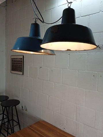 Plafondlamp (2) - Vintage industriële emaille-fabriek, Antiek en Kunst