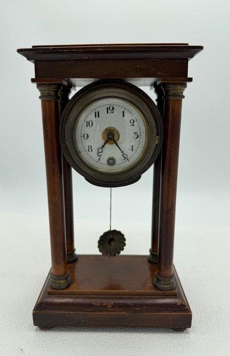 Pendule portique - Bronze, Bois, Noix - 1850-1900 -, Antiquités & Art, Antiquités | Horloges
