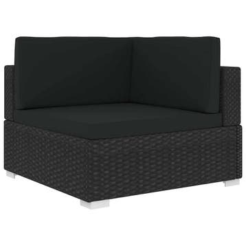 vidaXL Hoekbank 1 st met kussens poly rattan zwart, Verzenden, Nieuw