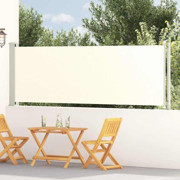 vidaXL Tuinscherm uittrekbaar 117x614 cm crèmekleurig, Verzenden