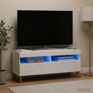 vidaXL LED tv-meubel Hoogglans Wit Bewerkt hout, Verzenden, Nieuw