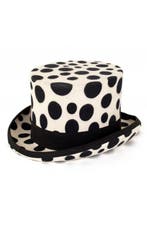 Hoge Hoed Wit Zwarte Stippen Dalmatiër 59 Steampunk Tophat P, Ophalen of Verzenden, Nieuw
