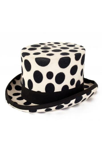 KIMU® Hoge Hoed Wit Zwarte Stippen Dalmatiër 59 Steampunk To, Ophalen of Verzenden, Nieuw