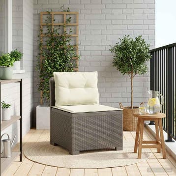 vidaXL Eén-zits Tuin Sofa met Kussens Rieten Look PP, Verzenden