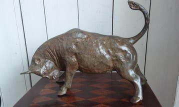 Beeldje - Stier - 40 cm - Brons, Antiek en Kunst