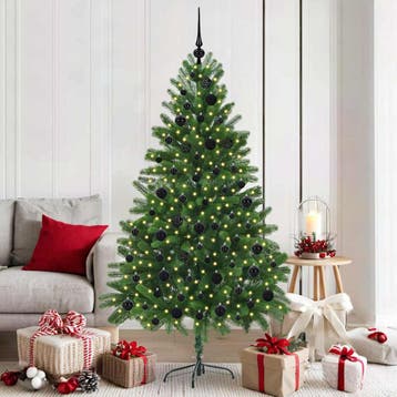 vidaXL Kerstboom met 300 LED met standaard Groen 180 cm PE, Verzenden