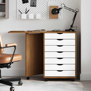 vidaXL Ladekast met bureau MOSS verrijdbaar massief grenen, Verzenden, Nieuw