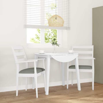 vidaXL Eetkamerstoelen met kussens 2 stuks wit massief hout, Huis en Inrichting, Stoelen, Verzenden, Nieuw