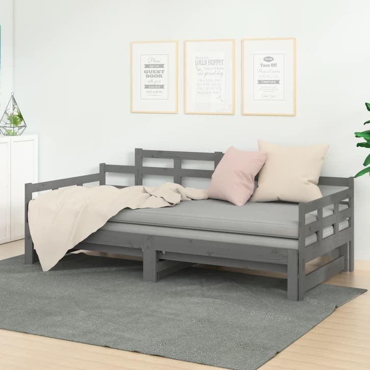 Grenenhouten Slaapbank 2x90x200cm | Retour Deal -34% | Lo..., Huis en Inrichting, Slaapkamer | Slaapbanken, Grijs, Nieuw, Tweepersoons