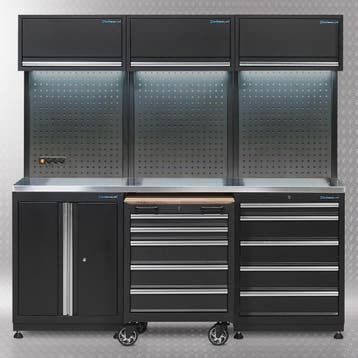 Datona Werkplaatsinrichting PREMIUM met RVS werkblad 204 cm, Bricolage & Construction, Ophalen of Verzenden