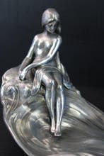 WMF - Encrier - Art Nouveau floral lady sitting on the rocks