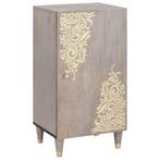 vidaXL Dressoir Grijs en Goud 40 x 33 x 75 cm Massief Mango, Huis en Inrichting, Verzenden, Nieuw