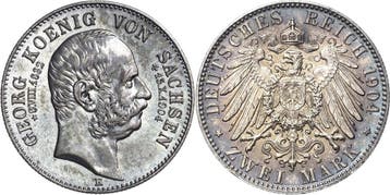 2 Mark Sachsen Georg 1902-1904, Postzegels en Munten, Verzenden, België