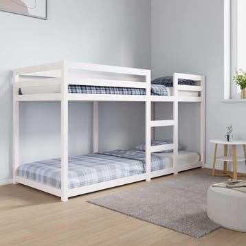 vidaXL Stapelbed 80x200 cm massief grenenhout wit, Verzenden, Nieuw