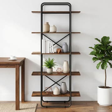 vidaXL Boekenplank 5-laags 80 x 35 x 175,5 cm PB Gerookt, Huis en Inrichting, Verzenden, Nieuw