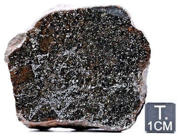 NWA 15468 OC4-smeltbreccie. Dit is één van de zes