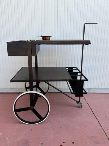 Chariot de service - Bois, Métal, Cuivre, Laiton - Bar et, Antiquités & Art