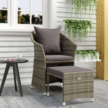 vidaXL 2-delige Loungeset met kussens poly rattan grijs, Tuin en Terras, Verzenden, Nieuw, Loungeset