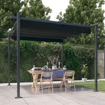 vidaXL Tuinprieel met uittrekbaar dak 3x3 m antracietkleurig, Verzenden