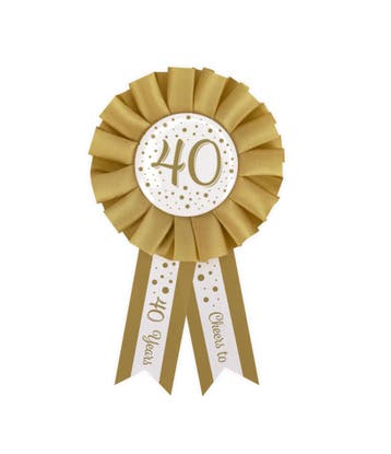 Rozet 40 Jaar Goud Wit 14cm, Verzenden