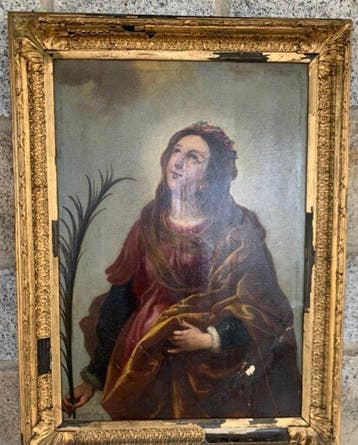 Escuela Española (XVII-XVIII), Kring van - Santa Mártir con, Antiquités & Art