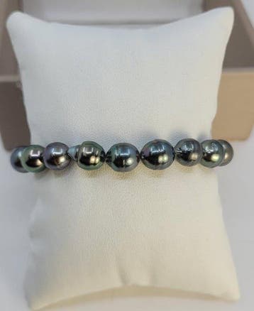 Sans prix de réserve - Bracelet Perles tahitiennes vert paon