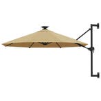 vidaXL Wandparasol met LEDs 300 cm taupe, Verzenden