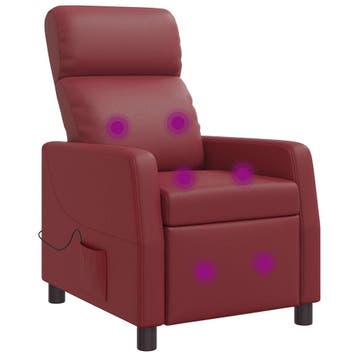 vidaXL Massage Relaxstoel Wijnrood Kunstleer, Maison & Meubles, Fauteuils, Verzenden