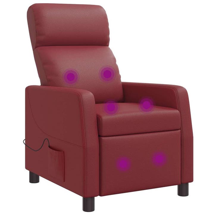 vidaXL Massage Relaxstoel Wijnrood Kunstleer, Maison & Meubles, Fauteuils, Envoi