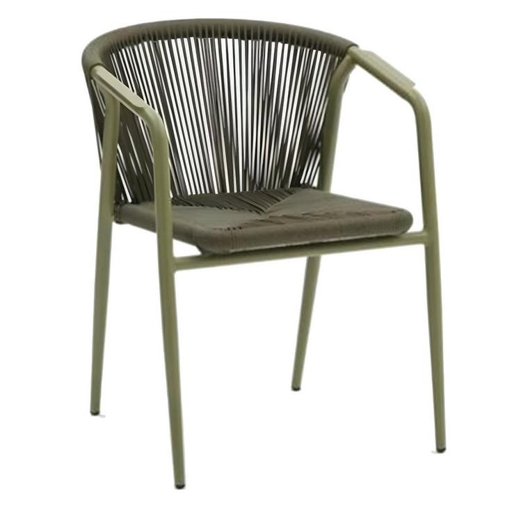 Stoel | Rotan/Aluminium | Groen | In-/Outdoor | Stapelbaar, Articles professionnels, Horeca | Équipement de cuisine, Envoi