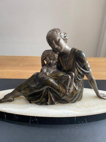 Beeld, Moeder en kind - 25 cm - Onyx