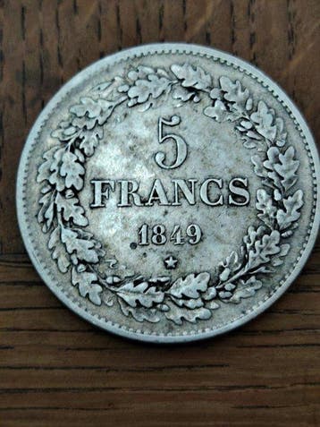 Belgique. Léopold Ier. 5 Francs 1849 (Sans prix de réserve)
