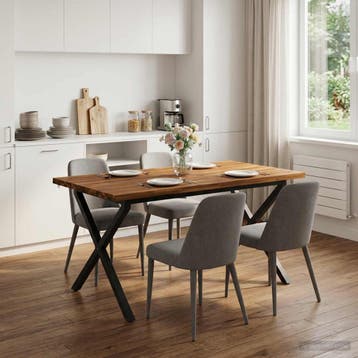 vidaXL Eettafel met levendige rand 140 x 80 x 75 cm Naturel, Verzenden