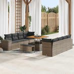 vidaXL Tuinbank Set met kussen met opslag 11 pcs Grijs poly, Verzenden, Nieuw