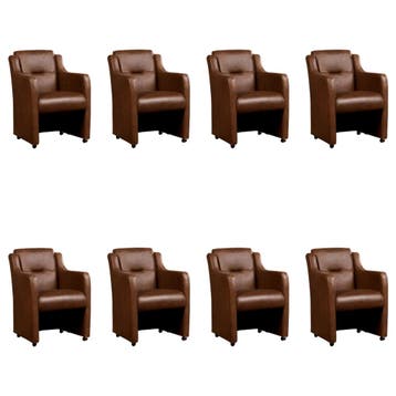 Set van 8 Leren eetkamerstoelen Mass - Vintage Brown, Huis en Inrichting, Stoelen, Ophalen of Verzenden, Nieuw, Leer, Eén