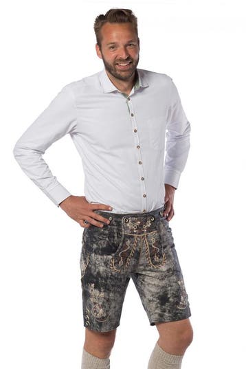 Lederhose Leer Kort Schaduw Zwart en Bretels, Verzenden, Nieuw