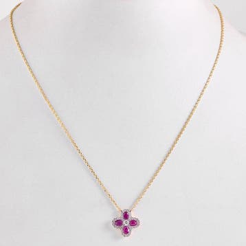 Halsketting - 14 karaat Geel goud - 1.22ct. tw. Saffier -