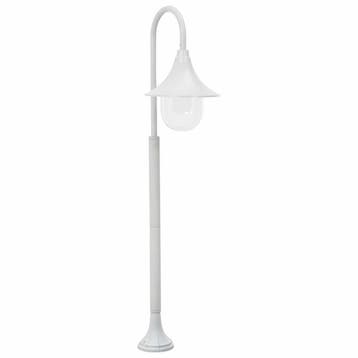 vidaXL Paalverlichting tuin E27 120 cm aluminium wit, Verzenden, Nieuw