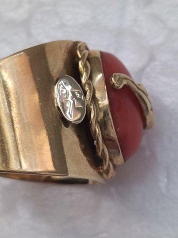 Bague de cocktail - 18 carats Or jaune Corail