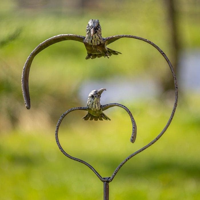 Sculpture dextérieur, Vogelhart op staaf - 1000 mm - Métal, Antiquités & Art, Art | Objets design