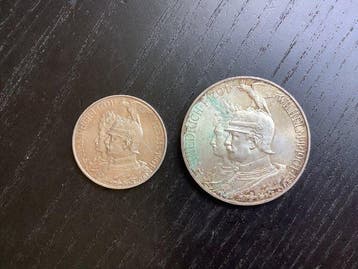 Duitsland, keizerrijk Wilhelm II. Set of 2 coins: 2 & 5 Mark