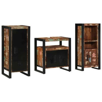 vidaXL Badkamermeubel Set 3 st Veelkleurig en Zwart, Verzenden