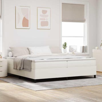 vidaXL Boxspring bed Crème en Wit 200 x 200 cm Corduroy stof, Verzenden, Nieuw